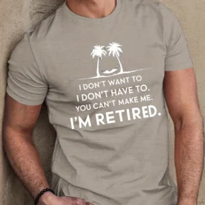 Relaxed Fit Im Retired Graphic Tee - Moisture-Wicking, Freedom of Movement, Polyester Blend, Crew Neck, Summer Essential for Men