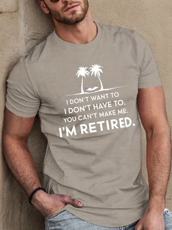 Relaxed Fit Im Retired Graphic Tee - Moisture-Wicking, Freedom of Movement, Polyester Blend, Crew Neck, Summer Essential for Men