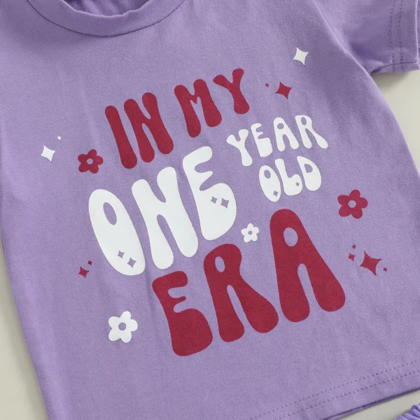 Kids Girls Birthday Outfits Letter Print Short Sleeve T-Shirt and Elastic Colorful Tulle Skirt Set Toddler Clothes – Bild 4