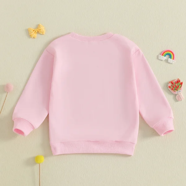Little Toddler Girl Sweatshirt Bow Letter Embroidered Crewneck Long Sleeve Pullover Tops Cute Winter Fall Clothes – Bild 3
