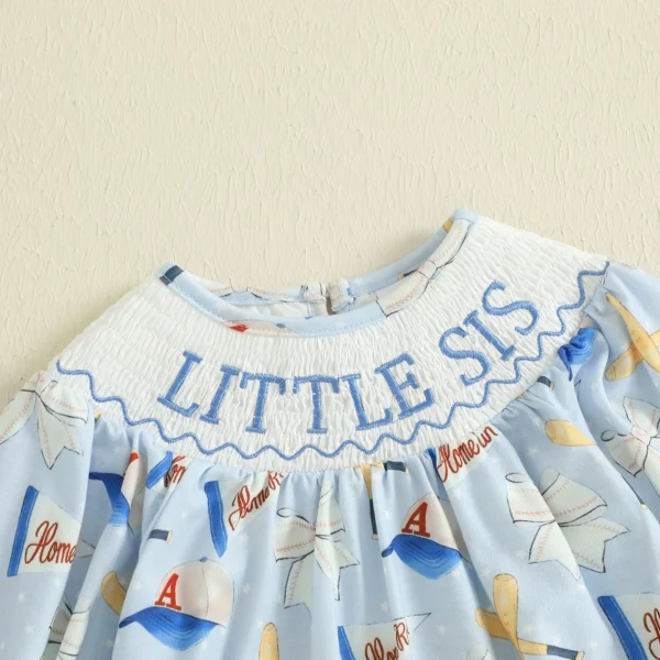 Baby Girls Romper, Long Sleeve Crew Neck Bow Print Embroidery Letters Bodysuit Clothes for Casual Daily – Bild 4