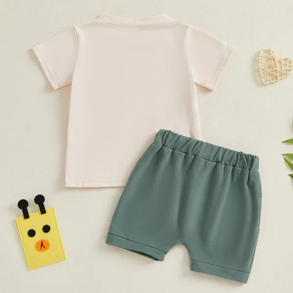 Toddler Baby Boys Summer Outfits Letter Print Short Sleeve Round Neck T-Shirts with Solid Shorts 2Pcs Set – Bild 3