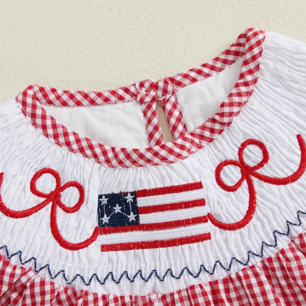 Independence Day Toddler Girls Patriotic Dress Casual Bow Flag Embroidery Fly Sleeves A-Line Dress for Beach Party Cute Clothes – Bild 4