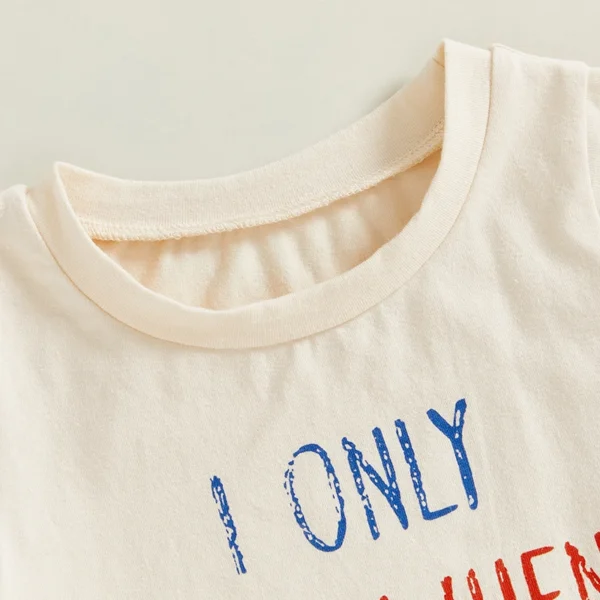 Summer Infant Baby Boys 4th of July Romper Short Sleeve Round Neck Star Letter Print Bodysuit Infant Summer Playsuit – Bild 2