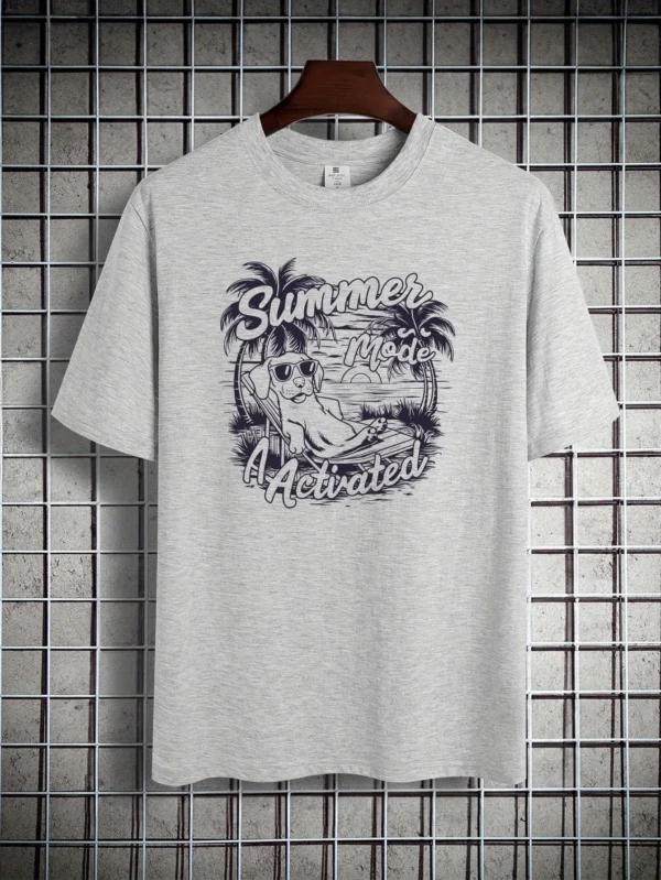 Fashion Print Cotton short-sleeved T-shirt American fashion trendy brand printed bottoming shirt for men and teenagers spring an – Bild 4