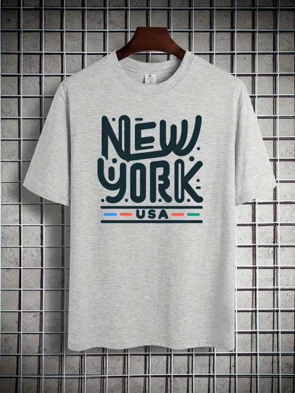 Fashion Print Cotton short-sleeved T-shirt American fashion trendy brand printed bottoming shirt for men and teenagers spring an – Bild 2