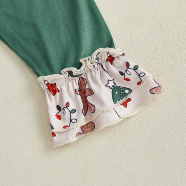 Kid Girls Christmas Outfit, Long Sleeve Tree Print T-shirt with Patchwork Pants Clothing Set Fall Outfit – Bild 6