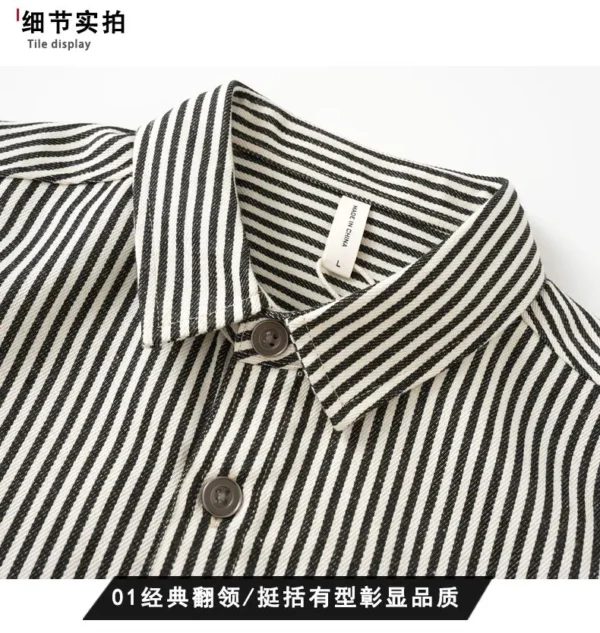 Fashion Spring and Autumn Summer New Striped Long Sleeve Shirt Men 2025 Trendy Cardigan All-Match Top – Bild 5