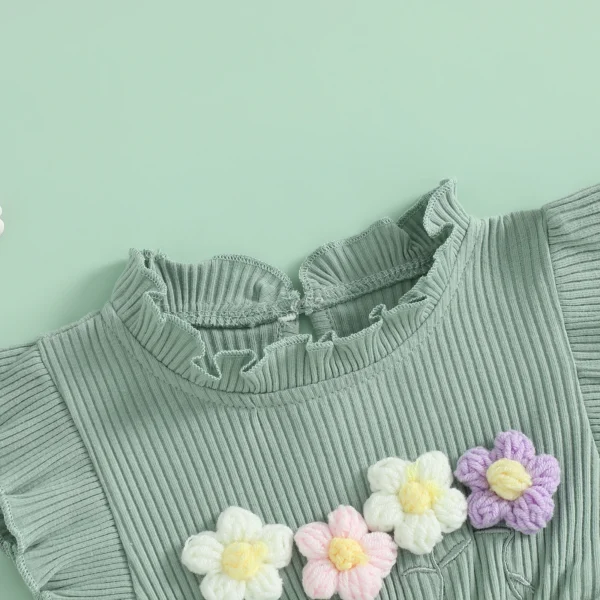 Toddler Girl Tulle Patchwork Dress Floral Print Flying Sleeve Mock Neck A-Line Dress for Summer – Bild 5