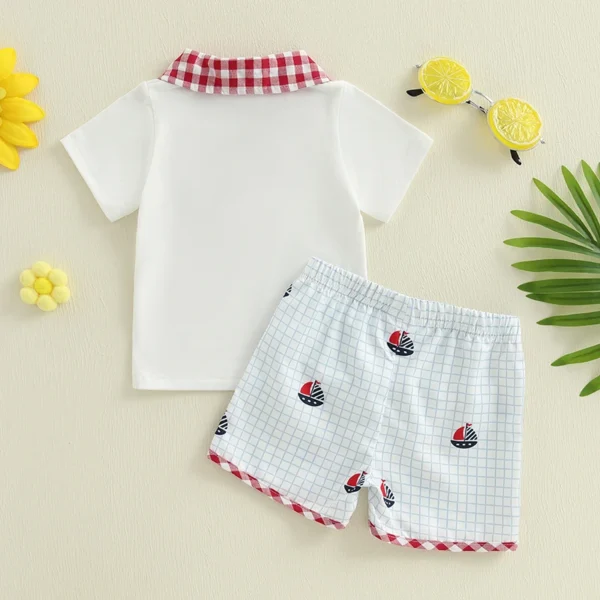 Independence Day Toddler Baby Boy 4th of July Outfits Short Sleeve Lapel Shirt + Print Shorts Set Toddler Clothes – Bild 3