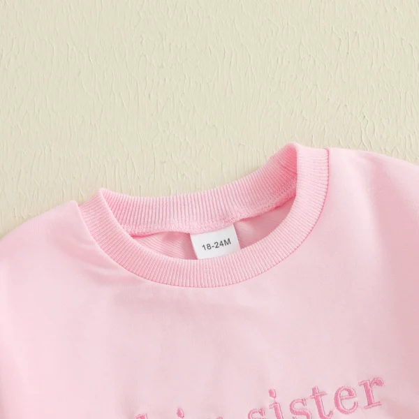 Little Toddler Girl Sweatshirt Bow Letter Embroidered Crewneck Long Sleeve Pullover Tops Cute Winter Fall Clothes – Bild 4