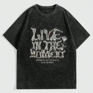 Men's Washable Pure Cotton Short-Sleeved T-Shirt Loose Comfortable Fit With Letter Print Pattern