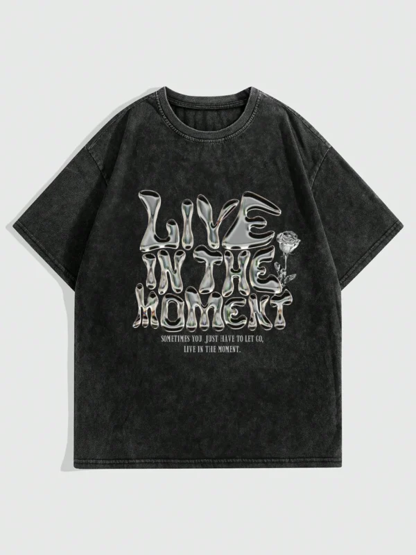 Men's Washable Pure Cotton Short-Sleeved T-Shirt Loose Comfortable Fit With Letter Print Pattern