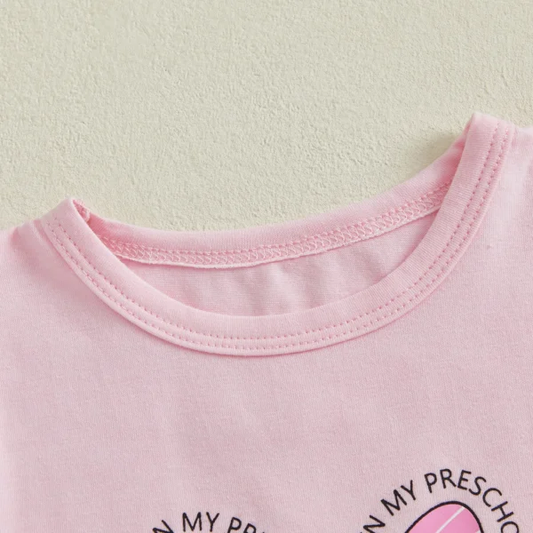 Adorable Pink Back to School T-Shirt and Bell Bottom Pants Set - Sizes 2-3Y to 5-6Y – Bild 5