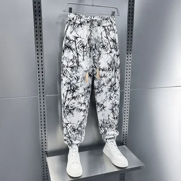 Breathable and Cool Summer Drooping Loose Casual Men's 2025 New Style Tying Versatile Printed Nine-point Pants – Bild 2