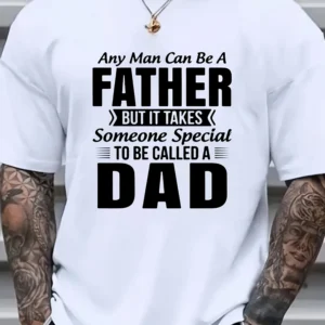 Summer Men's Front Printed Short Sleeve T-Shirt Top Comfortable Breathable Fabric Casual Sport Style Father 3