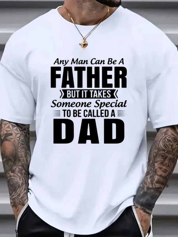 Summer Men's Front Printed Short Sleeve T-Shirt Top Comfortable Breathable Fabric Casual Sport Style Father 3