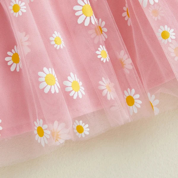 Kids Girls Summer Sweet Cami Dress Sleeveless Daisy Print Tiered A-line Tulle Dresses Clothes – Bild 5