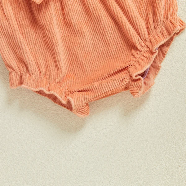 Toddler Baby Girl Halloween Outfit Pumpkin Letter Sleeveless Babydoll Tops Bow Elastic Waist Ruffle Shorts 2 Piece Set – Bild 6