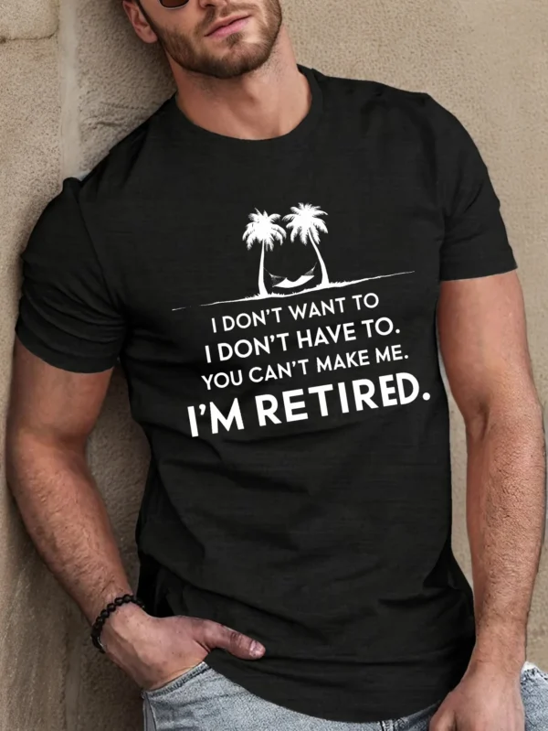 Relaxed Fit Im Retired Graphic Tee - Moisture-Wicking, Freedom of Movement, Polyester Blend, Crew Neck, Summer Essential for Men – Bild 2